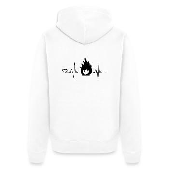 Heartbeat - Fire | Feuerwehr | Herzschlag - Feuer - Unisex Premium Bio Zip Hoodie - Weiß - Hinten - Thijin (182cm)