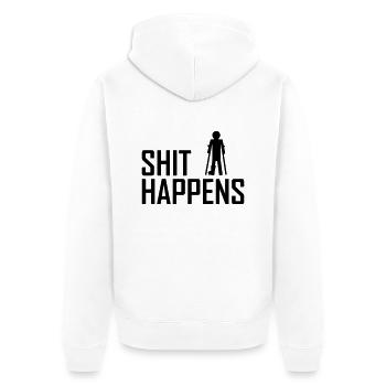 shit happens beinbruch - Unisex Premium Bio Zip Hoodie - Weiß - Hinten - Thijin (182cm)