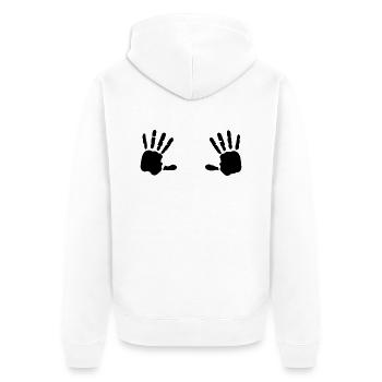 Handabdruck Brüste Breast 1c - Unisex Premium Bio Zip Hoodie - Weiß - Hinten - Thijin (182cm)