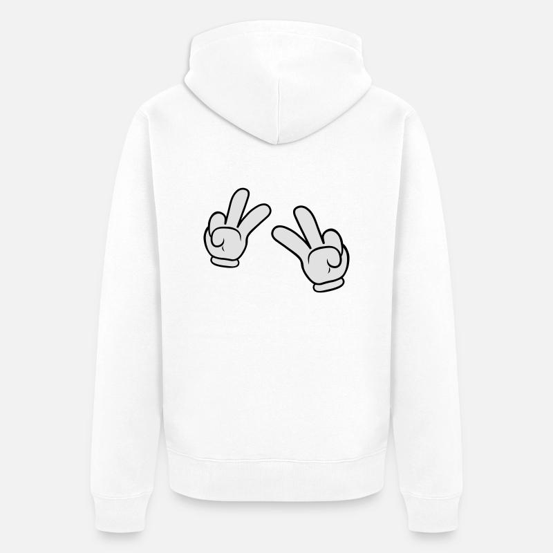 Comic Hands Peace Sign - Veste à capuche bio Premium Unisexe - blanc