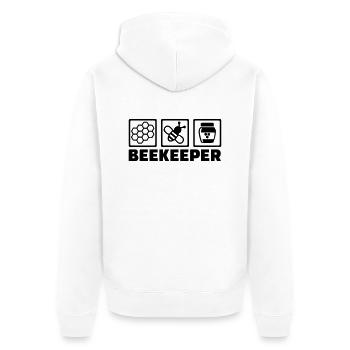 Imker - Unisex Premium Bio Zip Hoodie - Weiß - Hinten - Thijin (182cm)