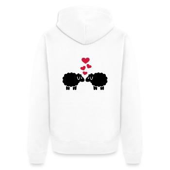 Schaf - Unisex Premium Bio Zip Hoodie - Weiß - Hinten - Thijin (182cm)