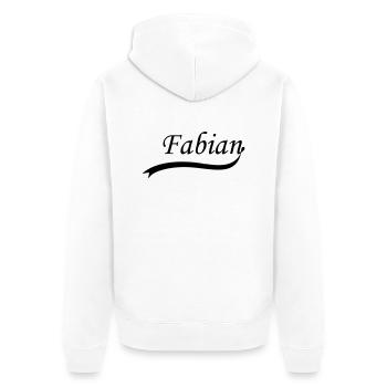 fabian - Unisex Premium Bio Zip Hoodie - Weiß - Hinten - Thijin (182cm)