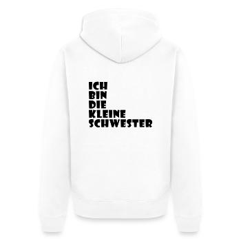 Ich bin die kleine Schwester - Unisex Premium Bio Zip Hoodie - Weiß - Hinten - Thijin (182cm)
