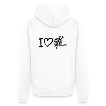 I love Tricoter - Veste à capuche bio Premium Unisexe - blanc - Dos - Thijin (182cm)