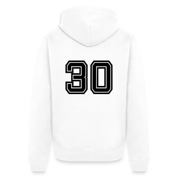 30 - Unisex Premium Bio Zip Hoodie - Weiß - Hinten - Thijin (182cm)