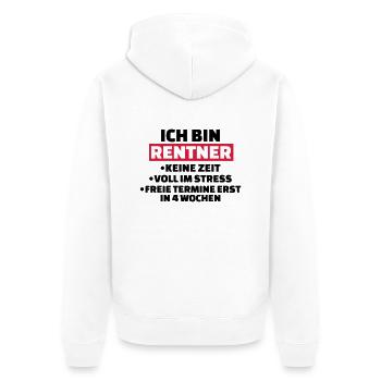 Rentner - Unisex Premium Bio Zip Hoodie - Weiß - Hinten - Thijin (182cm)