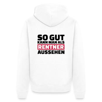 Rentner - Unisex Premium Bio Zip Hoodie - Weiß - Hinten - Thijin (182cm)