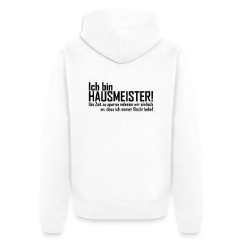 ich bin hausmeister - Unisex Premium Bio Zip Hoodie - Weiß - Hinten - Thijin (182cm)