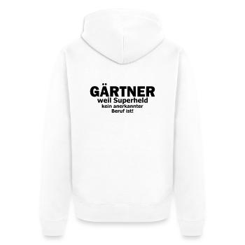 Gärtner - Unisex Premium Bio Zip Hoodie - Weiß - Hinten - Thijin (182cm)