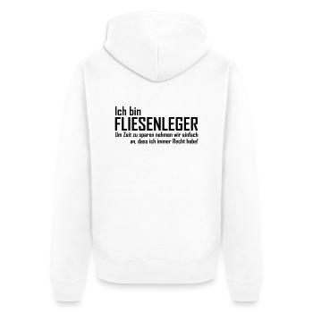 ich bin fliesenleger - Unisex Premium Bio Zip Hoodie - Weiß - Hinten - Thijin (182cm)