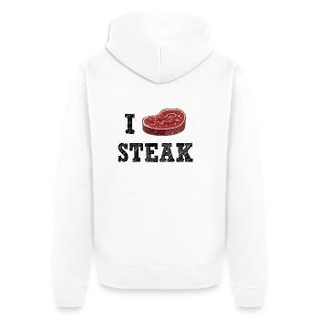 I Love Steak - Unisex Premium Bio Zip Hoodie - Weiß - Hinten - Thijin (182cm)