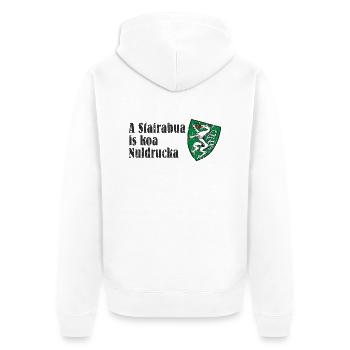 A Steirabua is koa Nudlrucka Wappen Steiermark - Unisex Premium Bio Zip Hoodie - Weiß - Hinten - Thijin (182cm)