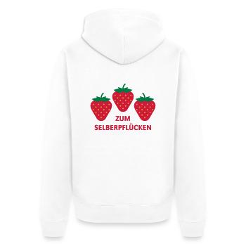 Erdbeeren Zum Selberpflücken - Unisex Premium Bio Zip Hoodie - Weiß - Hinten - Thijin (182cm)