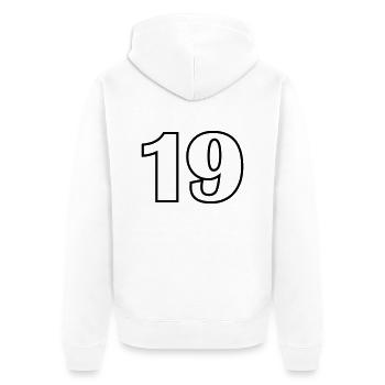 19 - Unisex Premium Bio Zip Hoodie - Weiß - Hinten - Thijin (182cm)