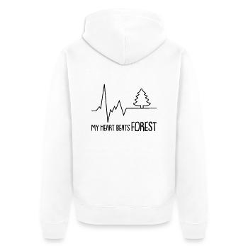 my heart beats forest - Unisex Premium Bio Zip Hoodie - Weiß - Hinten - Thijin (182cm)
