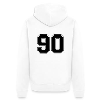 90 - Unisex Premium Bio Zip Hoodie - Weiß - Hinten - Thijin (182cm)