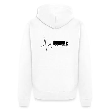 herzschlag aufleger lkw - Unisex Premium Bio Zip Hoodie - Weiß - Hinten - Thijin (182cm)
