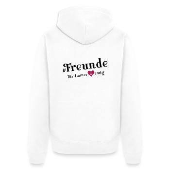 freunde für immer - Unisex Premium Bio Zip Hoodie - Weiß - Hinten - Thijin (182cm)