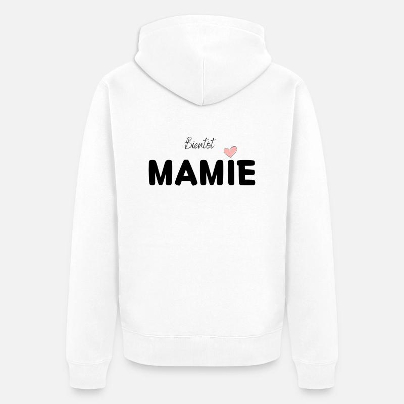 Bientôt mamie, Annonce grossesse mamie - Veste à capuche bio Premium Unisexe - blanc