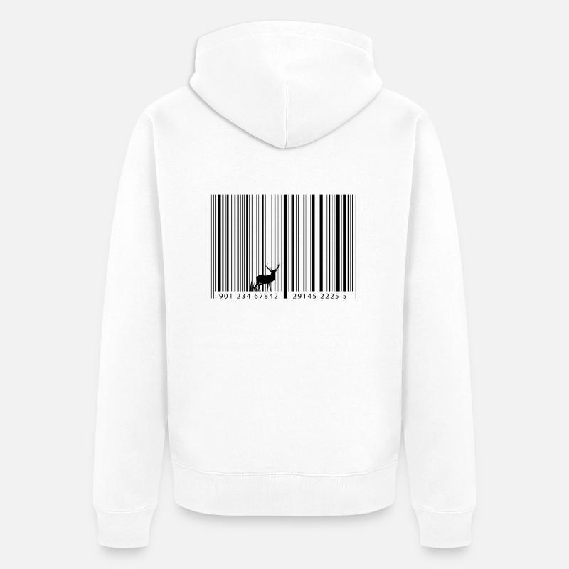 Barcode als Wald mit Hirsch - Unisex Premium Bio Zip Hoodie - Weiß