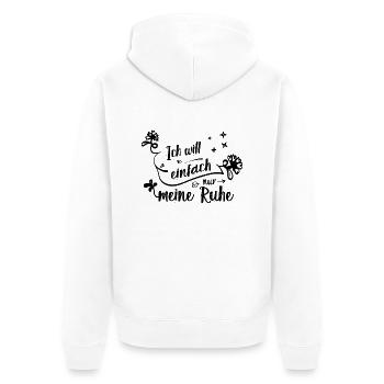 Ich will einfach nur meine Ruhe - Unisex Premium Bio Zip Hoodie - Weiß - Hinten - Thijin (182cm)
