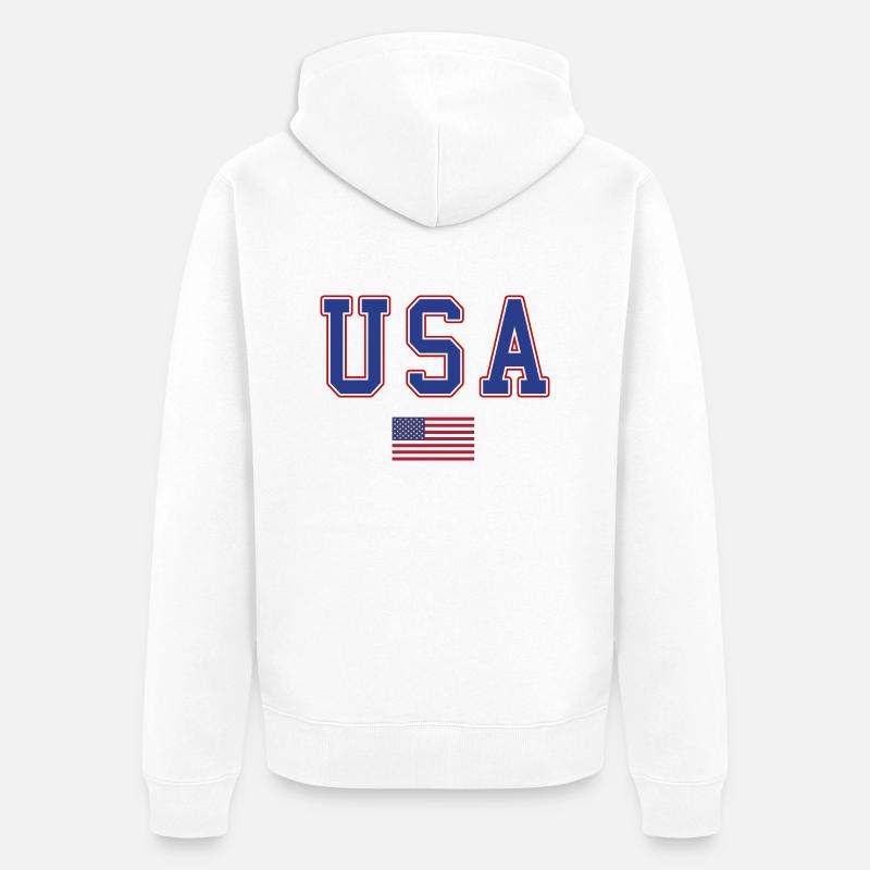 Police de drapeau usa - Veste à capuche bio Premium Unisexe - blanc