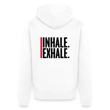 inhale exhale yoga Zitat - Unisex Premium Bio Zip Hoodie - Weiß - Hinten - Thijin (182cm)