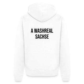 Ein Waschechter Sachse - Unisex Premium Bio Zip Hoodie - Weiß - Hinten - Thijin (182cm)
