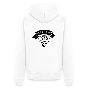 1973 - Unisex Premium Bio Zip Hoodie - Weiß - Hinten - Thijin (182cm)