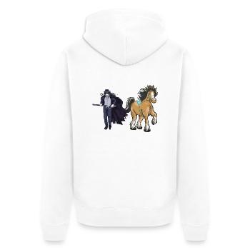 Märchenfigur Märchen Schwertkämpfer Pferd Ross - Unisex Premium Bio Zip Hoodie - Weiß - Hinten - Thijin (182cm)