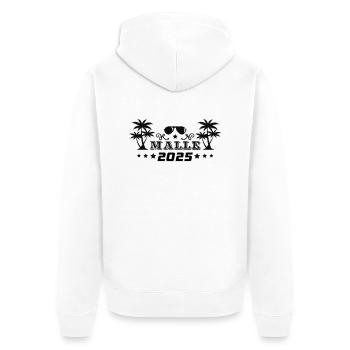 malle 2025 - Unisex Premium Bio Zip Hoodie - Weiß - Hinten - Thijin (182cm)