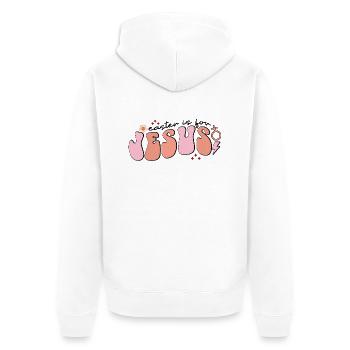Easter Is For Jesus - Unisex Premium Organic Zip Hoodie - white - Back - Thijin (182cm)