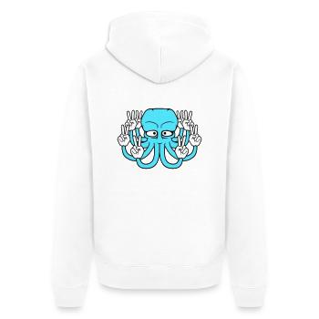 Kraken Peace Handzeichen Victory Symbol Hände Spaß - Unisex Premium Bio Zip Hoodie - Weiß - Hinten - Thijin (182cm)