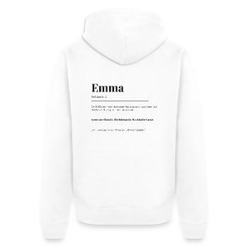 Emma - Unisex Premium Bio Zip Hoodie - Weiß - Hinten - Thijin (182cm)