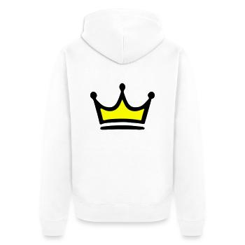 Krone Symbol - Unisex Premium Bio Zip Hoodie - Weiß - Hinten - Thijin (182cm)