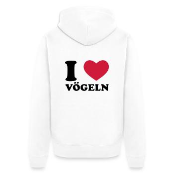 J'aime les oiseaux - Veste à capuche bio Premium Unisexe - blanc - Dos - Thijin (182cm)