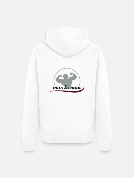 muscleman_3 - Unisex Premium Bio Zip Hoodie - Weiß