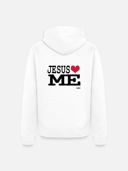 jesus loves me - Unisex Premium Organic Zip Hoodie - white