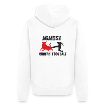 Against Modern Football Fussball Ultras - Unisex Premium Bio Zip Hoodie - Weiß - Hinten - Thijin (182cm)