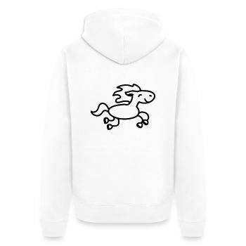 Cheval saute - ligne - Veste à capuche bio Premium Unisexe - blanc - Dos - Thijin (182cm)