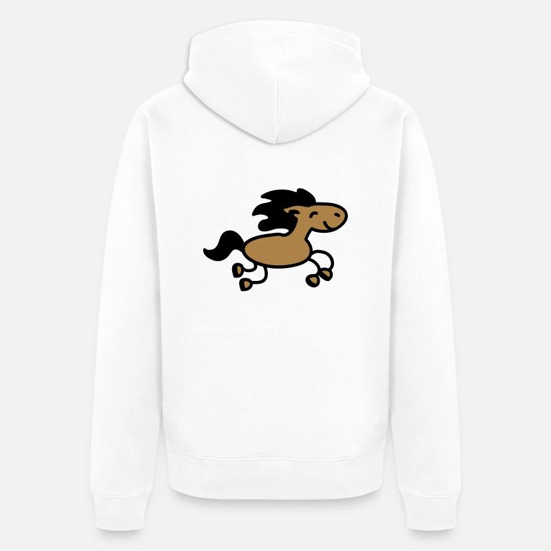 Pferd springt 2 - Unisex Premium Bio Zip Hoodie - Weiß