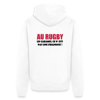 rugby - Unisex Premium Organic Zip Hoodie - white - Back - Thijin (182cm)