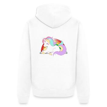 einhorn16 - Unisex Premium Organic Zip Hoodie - white - Back - Thijin (182cm)
