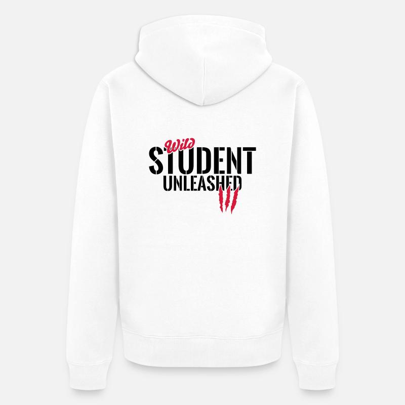Wilder Student entfesselt - Unisex Premium Bio Zip Hoodie - Weiß