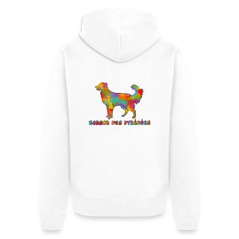 Shepherd of the Pyrenees Face Rase Multicolore - Unisex Premium Organic Zip Hoodie - white - Back - Thijin (182cm)