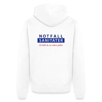 Notfallsänitäter - Ich helfe da, wo andere gaffen. - Unisex Premium Bio Zip Hoodie - Weiß - Hinten - Thijin (182cm)