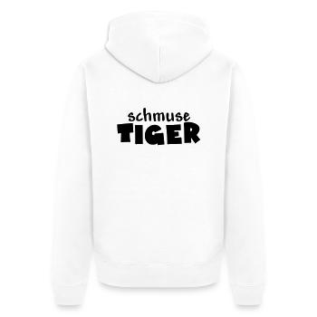 schmusetiger - Unisex Premium Bio Zip Hoodie - Weiß - Hinten - Thijin (182cm)