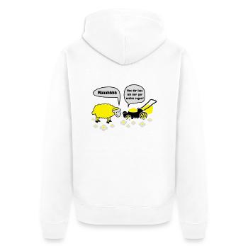 Schaf & Rasenmäher - Unisex Premium Bio Zip Hoodie - Weiß - Hinten - Thijin (182cm)
