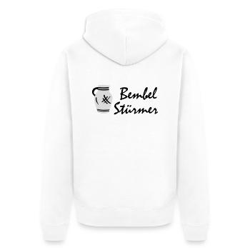 Bembel Stürmer #Bembeltown #Waldstadion #FFM - Unisex Premium Bio Zip Hoodie - Weiß - Hinten - Thijin (182cm)